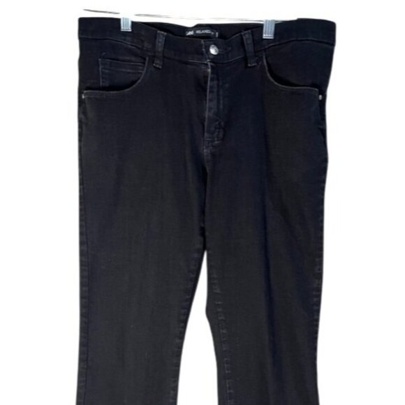 Lee Womens Black Relaxed Fit Straight Leg Jeans Denim Size 10 Petite 5 Pocket - Picture 8 of 13